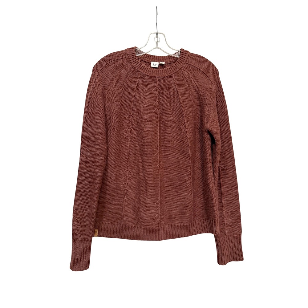 Tentree Womens Organic Cotton Pointelle Arrow Crewneck Sweater Mahogany Brown M